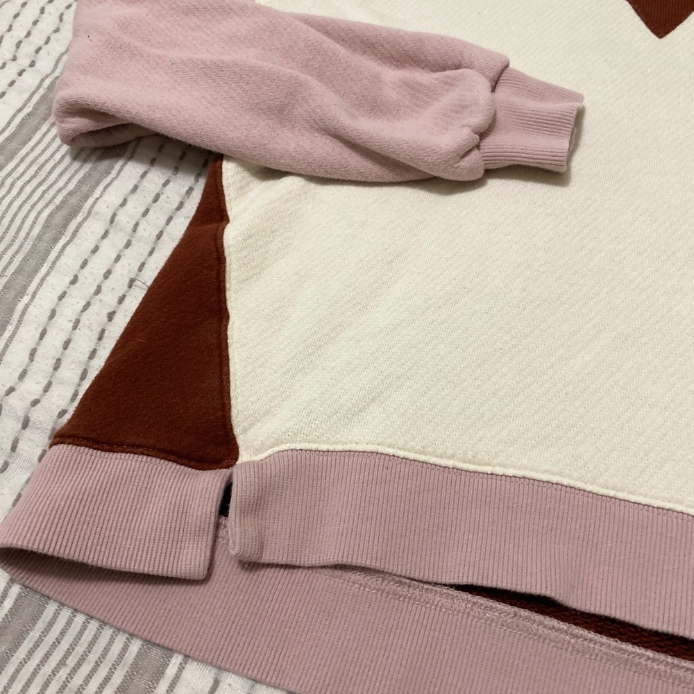 Madewell MWL airyterry hoodie sweatshirt crop colorblock XS - Picture 5 of 7